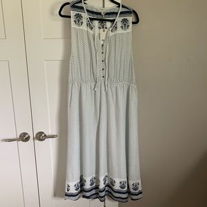 Lucky Brand XL light navy and white dress